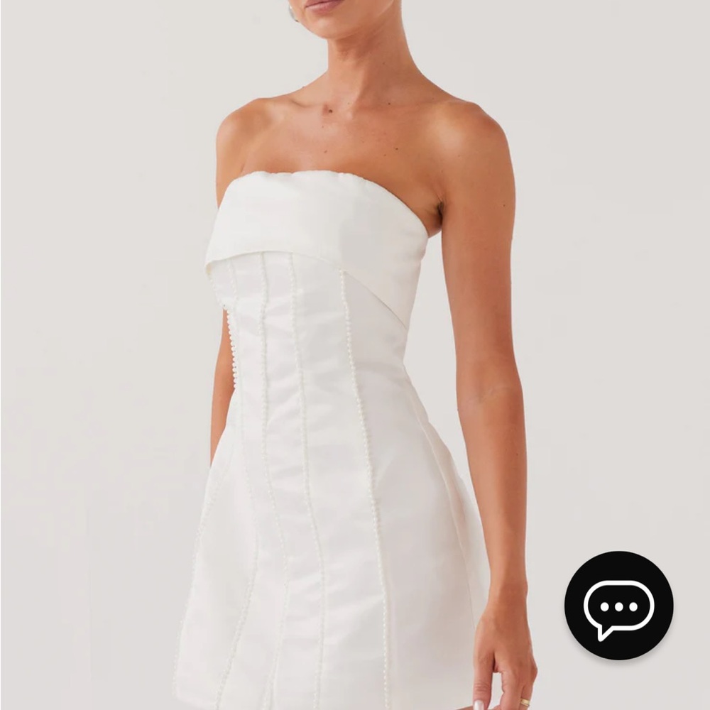 Bombshell Tube Mini Dress - White Pearl
